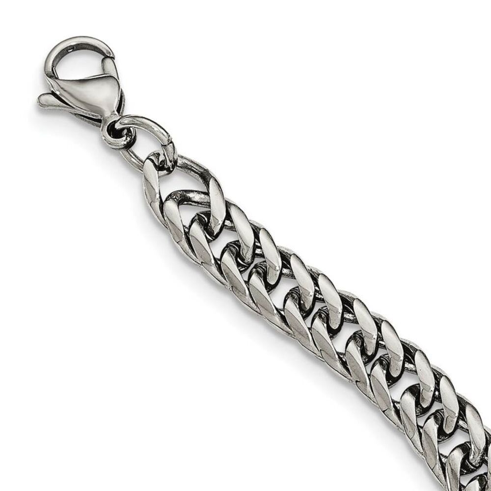 Men's 7.25mm Stainless Steel Rambo Double Curb Chain Necklace, 24 Inch